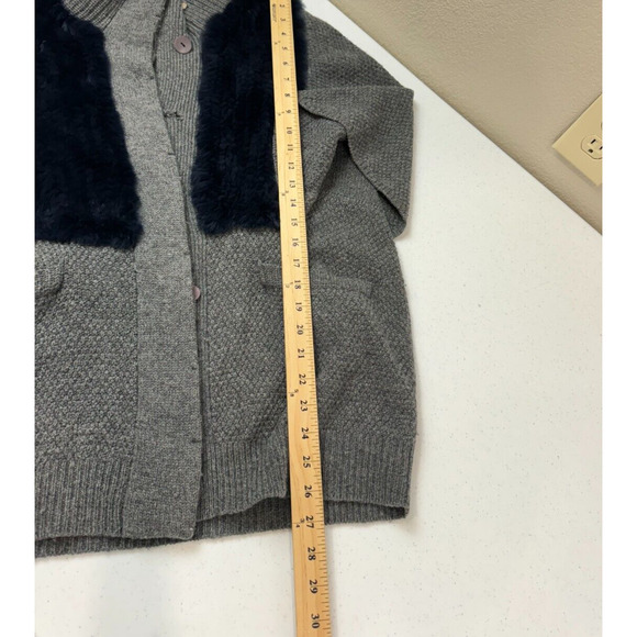 3.1 Phillip Lim Cape Sweater Women's Gray Merino Wool Fur Vented‎ 3/4 Sleeve - Picture 10 of 11